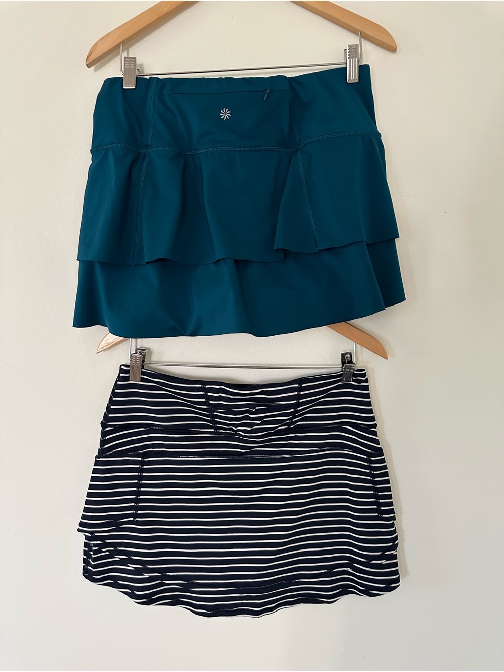 Athleta Teal and Navy Striped Mini Skirts bundle